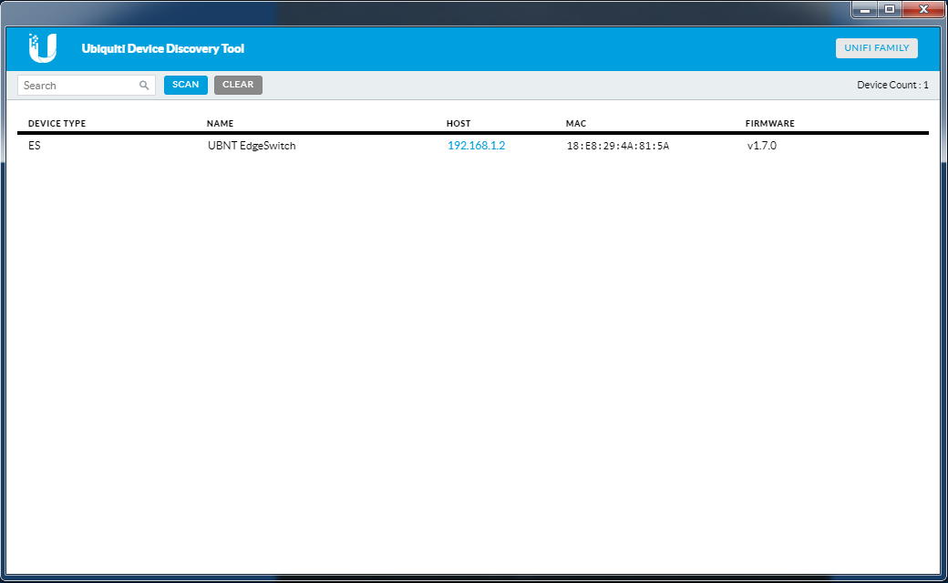 ubiuquity device discovery tool not finding key